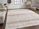 Homeroots 4' X 6' Tan And Ivory Abstract Hand Woven Area Rug Tan,Ivory,Pink Viscose 514421