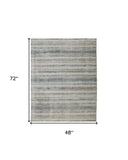 Homeroots 4' X 6' Blue And Gray Abstract Hand Woven Area Rug Gray,Blue,Green Viscose 514428