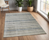 Homeroots 4' X 6' Blue And Gray Abstract Hand Woven Area Rug Gray,Blue,Green Viscose 514428