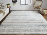 Homeroots 4' X 6' Blue And Gray Abstract Hand Woven Area Rug Gray,Blue,Green Viscose 514428