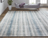 Homeroots 4' X 6' Blue And Gray Abstract Hand Woven Area Rug Gray,Blue,Green Viscose 514428