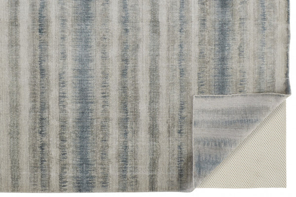 Homeroots 4' X 6' Blue And Gray Abstract Hand Woven Area Rug Gray,Blue,Green Viscose 514428