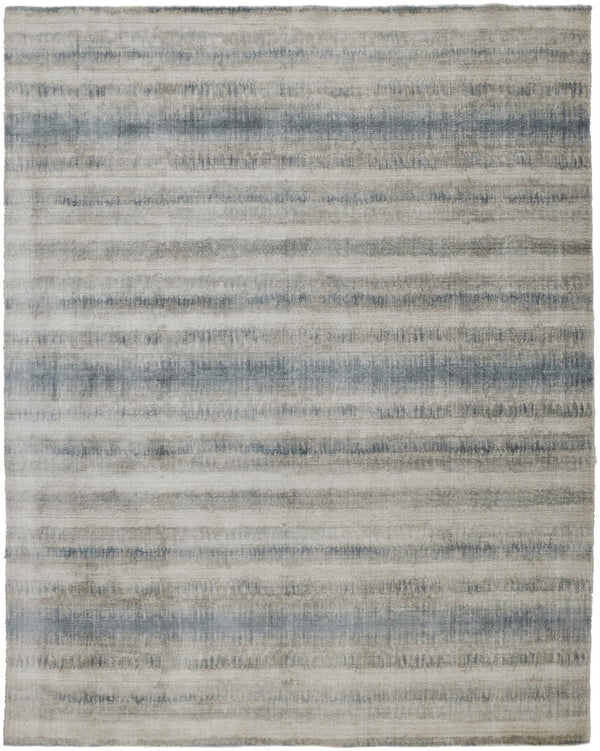 Homeroots 5' X 8' Blue And Gray Abstract Hand Woven Area Rug Gray,Blue,Green Viscose 514429