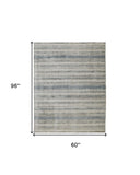 Homeroots 5' X 8' Blue And Gray Abstract Hand Woven Area Rug Gray,Blue,Green Viscose 514429