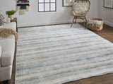 Homeroots 5' X 8' Blue And Gray Abstract Hand Woven Area Rug Gray,Blue,Green Viscose 514429