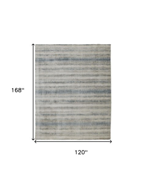 Homeroots 10' Hand Woven Area Rug - Unique Gray Blue & Green Abstract Design For A Cozy Home Atmosphere 10' X 14' Viscose 514432
