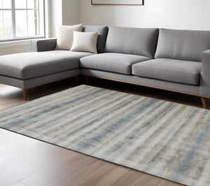 Homeroots 10' Hand Woven Area Rug - Unique Gray Blue & Green Abstract Design For A Cozy Home Atmosphere 10' X 14' Viscose 514432