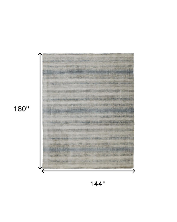Homeroots 10' Hand Woven Area Rug - Unique Gray Blue & Green Abstract Design For A Cozy Home Atmosphere 12' X 15' Viscose 514433