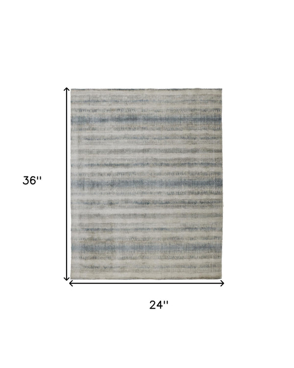 Homeroots 2' X 3' Blue And Gray Abstract Hand Woven Area Rug Gray,Blue,Green Viscose 514434