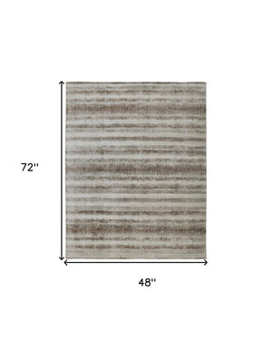 HomeRoots 4' Hand Woven Tan and Ivory Abstract Area Rug – Timeless Design for Warmth and Style in Any Room 4' X 6' 514435