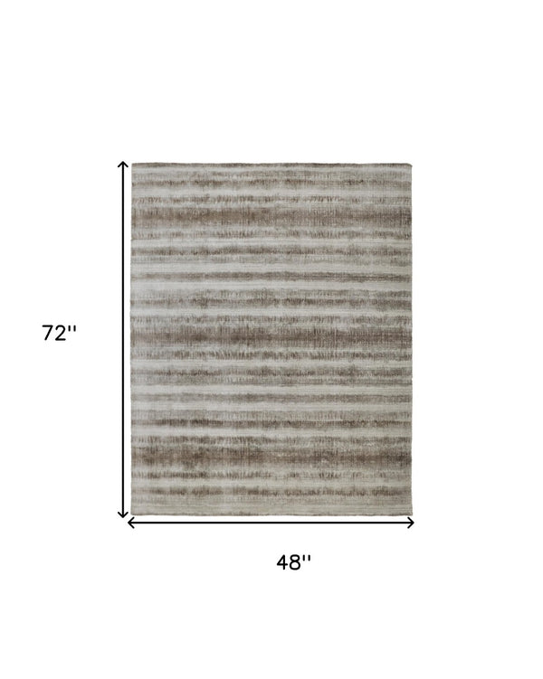 HomeRoots 4' Hand Woven Tan and Ivory Abstract Area Rug – Timeless Design for Warmth and Style in Any Room 4' X 6' 514435