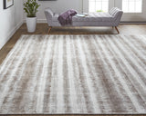 Homeroots 4' X 6' Tan And Ivory Abstract Hand Woven Area Rug Tan,Ivory,Brown Viscose 514435