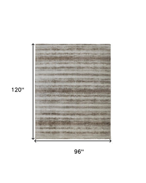 Homeroots 8' X 10' Tan Ivory And Brown Abstract Hand Woven Area Rug Tan,Ivory,Brown Viscose 514437