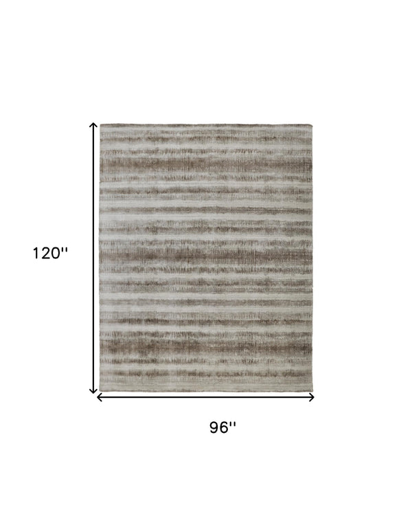 Homeroots 8' X 10' Tan Ivory And Brown Abstract Hand Woven Area Rug Tan,Ivory,Brown Viscose 514437