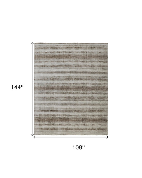 Homeroots 9' X 12' Tan Ivory And Brown Abstract Hand Woven Area Rug Tan,Ivory,Brown Viscose 514438