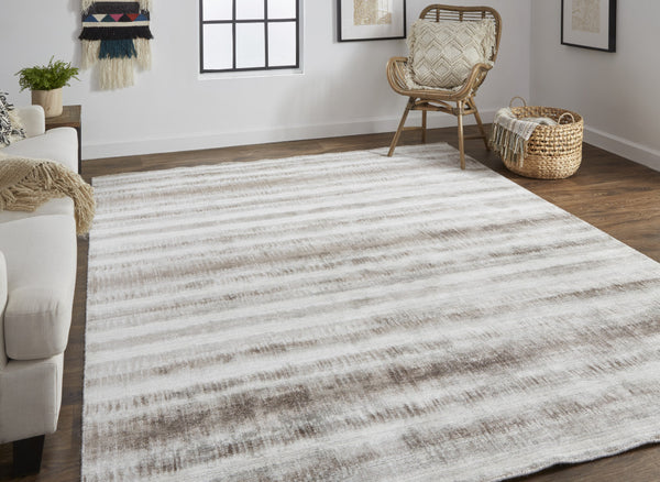 Homeroots 9' X 12' Tan Ivory And Brown Abstract Hand Woven Area Rug Tan,Ivory,Brown Viscose 514438