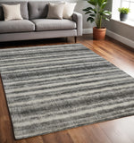 Homeroots 5' X 8' Gray And Black Abstract Hand Woven Area Rug Gray,Ivory,Black Viscose 514443