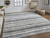 Homeroots 5' X 8' Gray And Black Abstract Hand Woven Area Rug Gray,Ivory,Black Viscose 514443