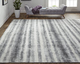 Homeroots 5' X 8' Gray And Black Abstract Hand Woven Area Rug Gray,Ivory,Black Viscose 514443