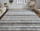 Homeroots 8' X 10' Gray Ivory And Black Abstract Hand Woven Area Rug Gray,Ivory,Black Viscose 514444