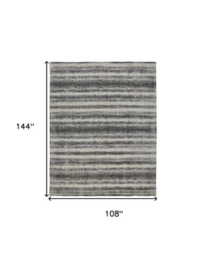 Homeroots 9' X 12' Gray Ivory And Black Abstract Hand Woven Area Rug Gray,Ivory,Black Viscose 514445