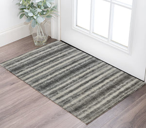 Homeroots 2' X 3' Gray And Black Abstract Hand Woven Area Rug Gray,Ivory,Black Viscose 514448