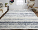 Homeroots 4' X 6' Ivory And Blue Abstract Hand Woven Area Rug Ivory,Blue Viscose 514449