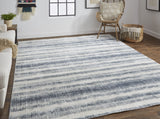 Homeroots 4' X 6' Ivory And Blue Abstract Hand Woven Area Rug Ivory,Blue Viscose 514449