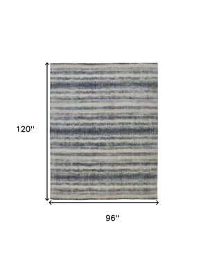 Homeroots 8' X 10' Ivory And Blue Abstract Hand Woven Area Rug Ivory,Blue Viscose 514451