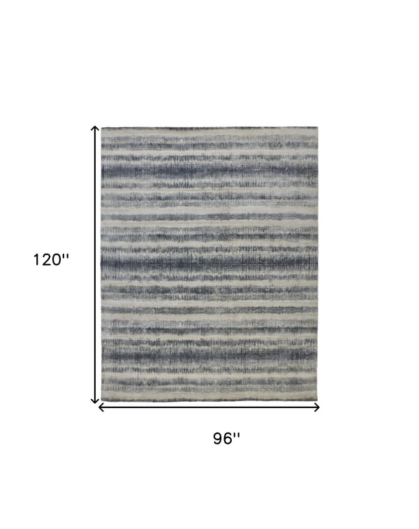 Homeroots 8' X 10' Ivory And Blue Abstract Hand Woven Area Rug Ivory,Blue Viscose 514451