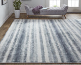 Homeroots 8' X 10' Ivory And Blue Abstract Hand Woven Area Rug Ivory,Blue Viscose 514451