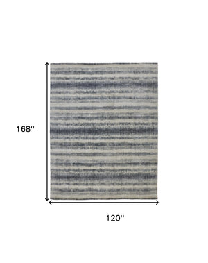 Homeroots 10' X 14' Ivory And Blue Abstract Hand Woven Area Rug Ivory,Blue Viscose 514453