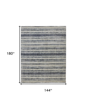 Homeroots 12' X 15' Ivory And Blue Abstract Hand Woven Area Rug Ivory,Blue Viscose 514454