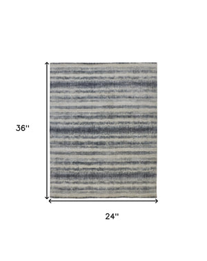 Homeroots 2' X 3' Ivory And Blue Abstract Hand Woven Area Rug Ivory,Blue Viscose 514455