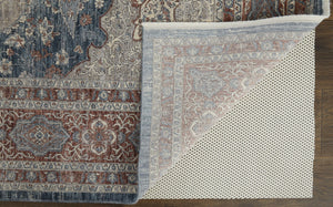 HomeRoots 5' Elegant Gray Red and Blue Floral Area Rug - Durable, Stain-Resistant Design for Any Room 10' X 13' 514459