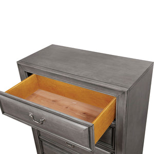 English Elm Transitional Gray Wood Nightstand with Built-in Usb Charging and Ambient Nightlight B056P216860