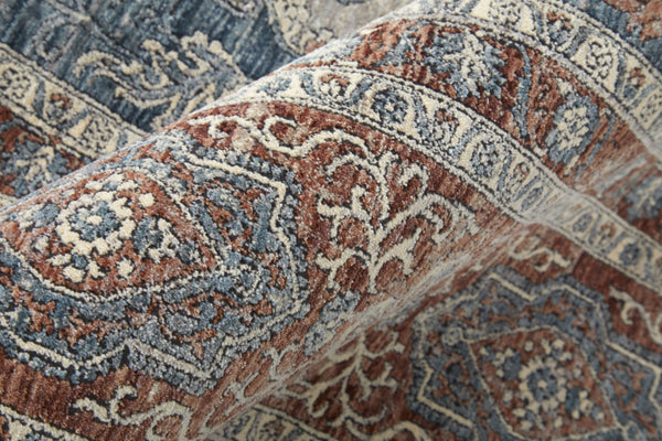 HomeRoots 5' Elegant Gray Red and Blue Floral Area Rug - Durable, Stain-Resistant Design for Any Room 8' Runner 514460