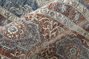 HomeRoots 5' Elegant Gray Red and Blue Floral Area Rug - Durable, Stain-Resistant Design for Any Room 10' Runner 514461