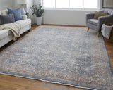 Homeroots 5' X 7' Blue And Beige Floral Power Loom Area Rug  Polyester 514465