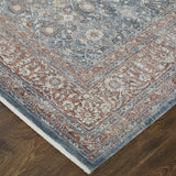 Homeroots 5' X 7' Blue And Beige Floral Power Loom Area Rug  Polyester 514465