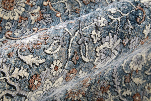 HomeRoots 5' Stunning Blue Beige Red Floral Area Rug - Durable, Stain-Resistant Design for Elegant Spaces 10' Runner 514470