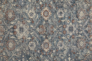 HomeRoots 5' Stunning Blue Beige Red Floral Area Rug - Durable, Stain-Resistant Design for Elegant Spaces 10' Runner 514470
