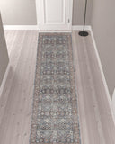 Homeroots 12' Blue And Red Floral Power Loom Runner Rug  Polyester 514471