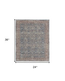 Homeroots 2' X 3' Blue And Beige Floral Power Loom Area Rug  Polyester 514473