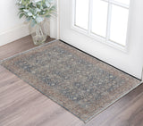 Homeroots 2' X 3' Blue And Beige Floral Power Loom Area Rug  Polyester 514473