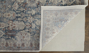 HomeRoots 5' Blue and Ivory Floral Area Rug - Durable Power Loom Design for Timeless Elegance in Any Space 8' X 10' 514476