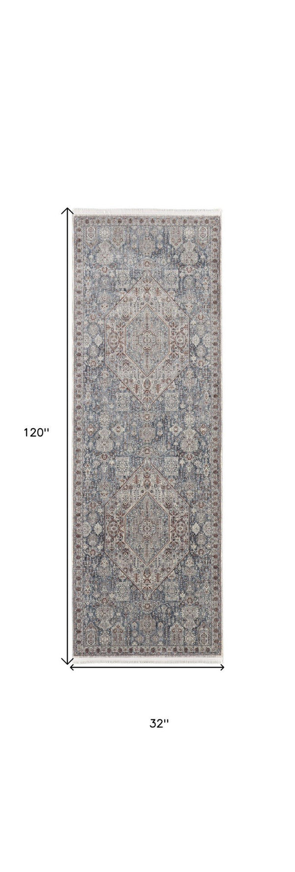 HomeRoots 5' Blue and Ivory Floral Area Rug - Durable Power Loom Design for Timeless Elegance in Any Space 10' Runner 514479
