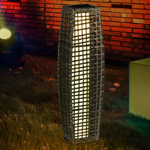 English Elm Outsunny 77" Solar Lamp Post Light with PIR Motion Sensor, Vintage Aluminum Outdoor Pathway Lamp Grey W2225P200812