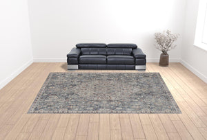 HomeRoots 5' Blue and Ivory Floral Area Rug - Durable Power Loom Design for Timeless Elegance in Any Space 12' X 15' 514481