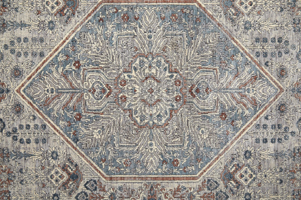 HomeRoots 5' Blue and Ivory Floral Area Rug - Durable Power Loom Design for Timeless Elegance in Any Space 12' X 15' 514481